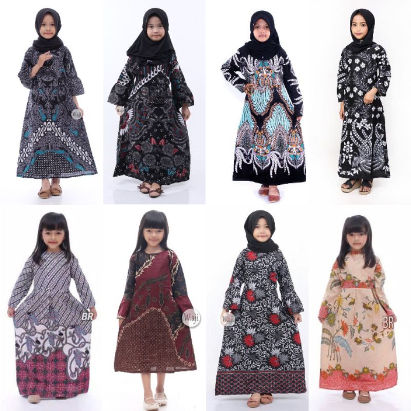 Baju Batik Anak Perempuan model Gamis Usia 2 sampai 12 tahun Murah Termurah