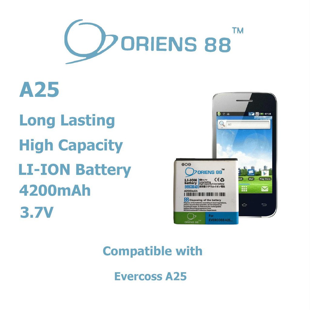 Baterai Batre Battery Double Power OR88 Evercoss A25