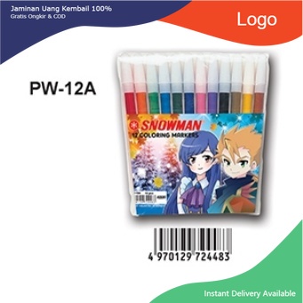 

SPIDOL SNOWMAN 12 Set WARNA WARNI PASTEL PW-12A MARKER PW 12A MURAH AWET GROSIR ATK ECERAN SEKOLAH