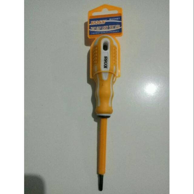 Grosir Tespen jumbo bolak balik KOSS obeng listrik magnet test pen gagang karet bagus +/-