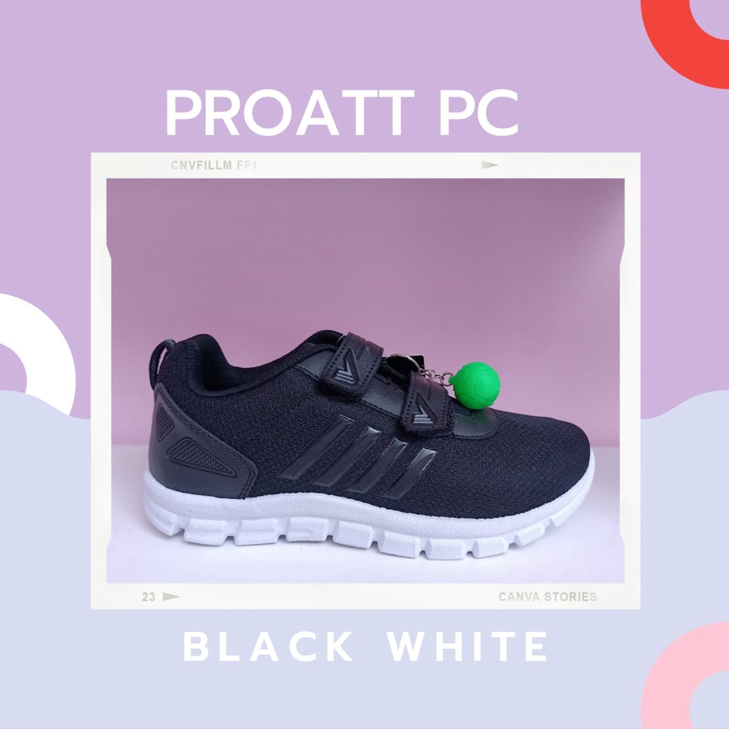 Sepatu Sekolah Anak ProAtt PC Hitam/putih