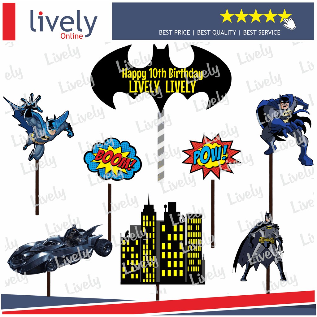 CUSTOM NAMA HIASAN KUE ULANG TAHUN BATMAN 01 CAKE TOPPER KARAKTER  HAPPY BIRTHDAY