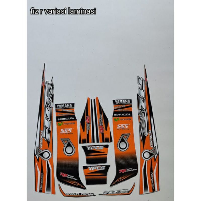 STRIPING FIZ R VARIASI LAMINASI SPESCIAL EDITION PETRONAS RACING ORANGE , striping sticker yamaha fi