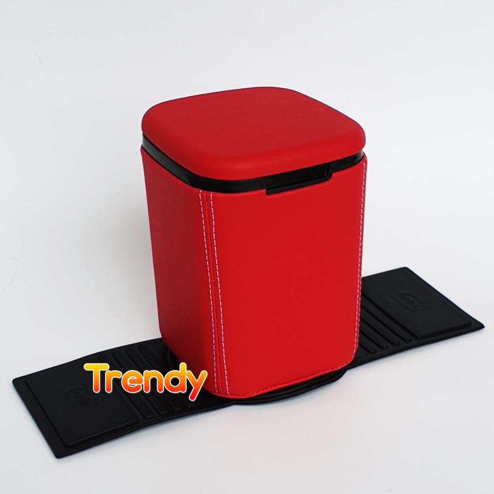 Tempat Sampah Mobil Kulit Trendy - Merah