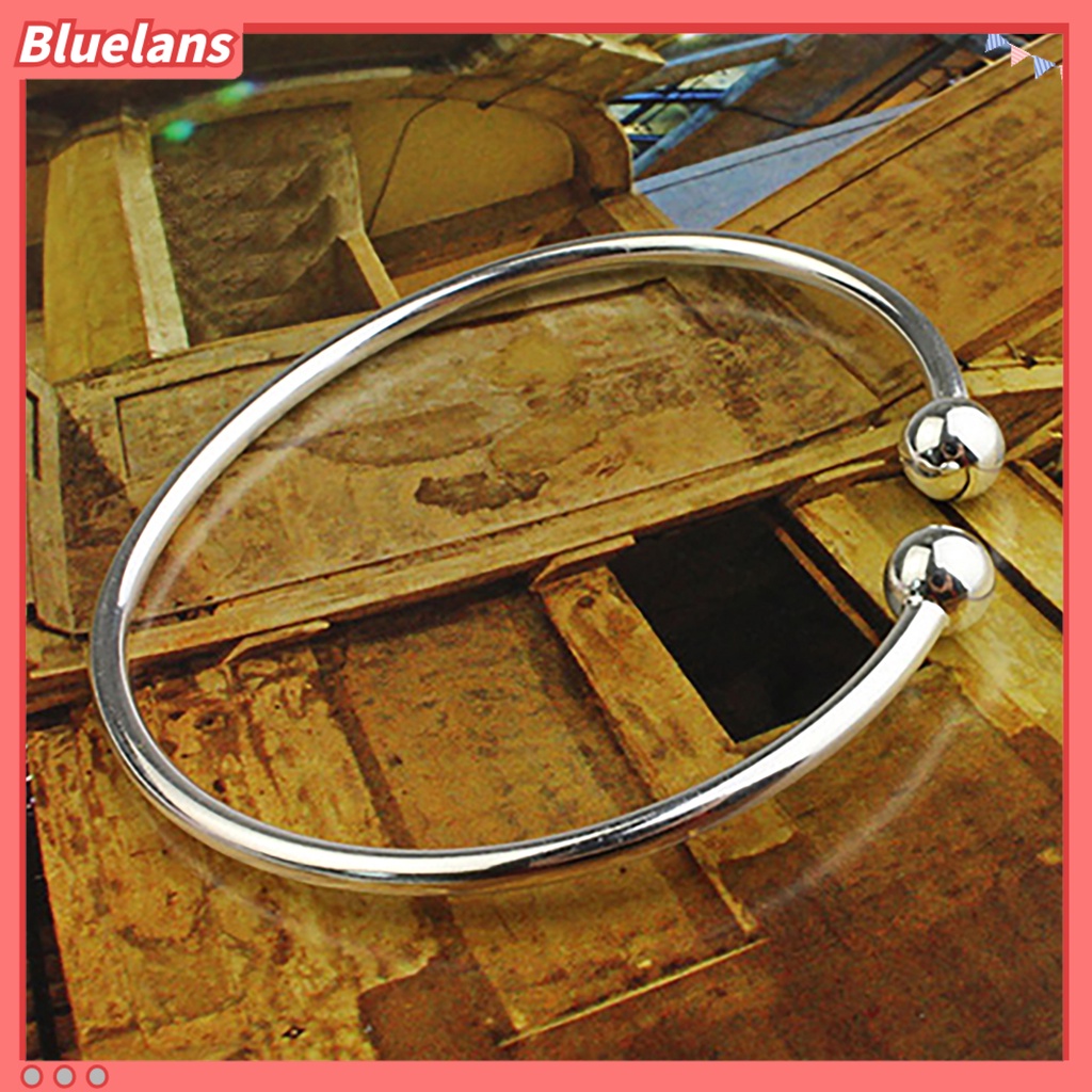 Bluelans Women Silver Plated Open Hand Cuff Bracelet Simple Beads Bangle