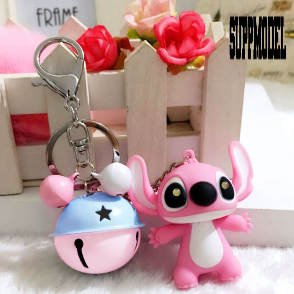 Suppmodel 1Pc Gantungan Kunci Desain Stitch Kartun Lucu Dengan Lampu LED + Suara