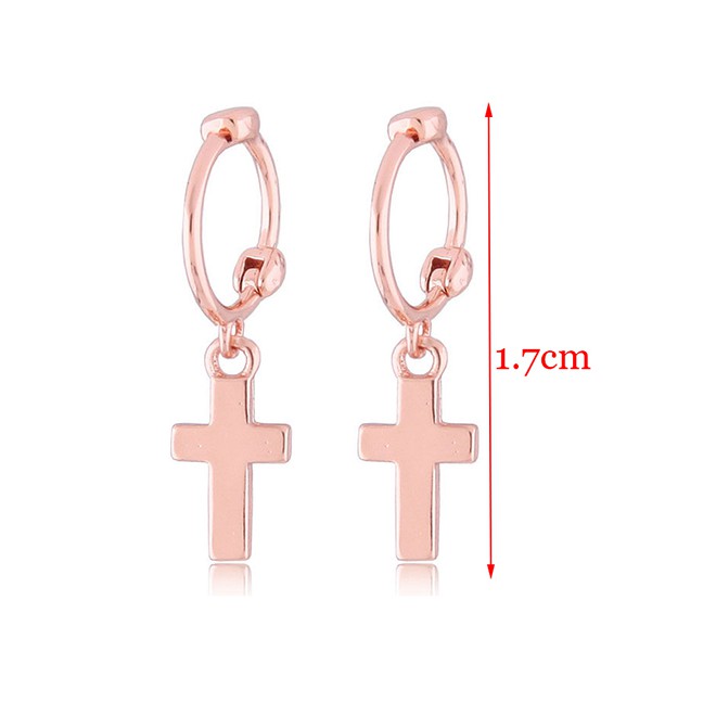 LRC Anting Tusuk Fashion Concise Cross Stud Earrings A59064