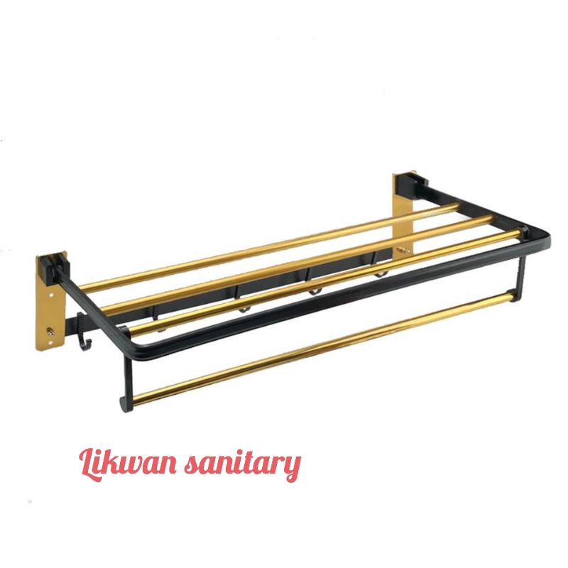 Rak handuk aluminium black gold / rak handuk aluminium