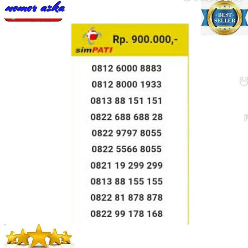 Nomor cantik simpati 0812 6000 8883 seri Triple 888 rapi Bsm03
