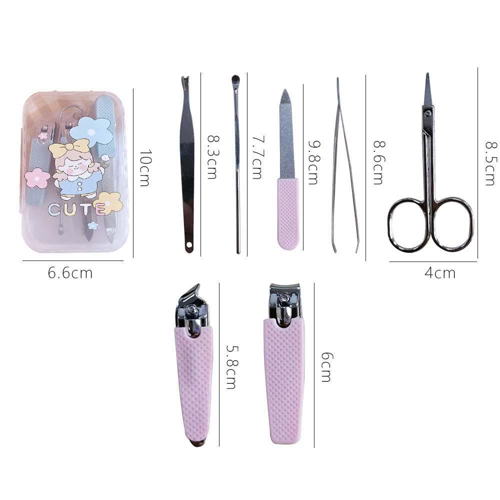AUGUSTINA Agustina Kartun Gunting Kuku Portabel Multifungsi Manicure Kit Stainless Steel Gadis Gunting Kuku Alat