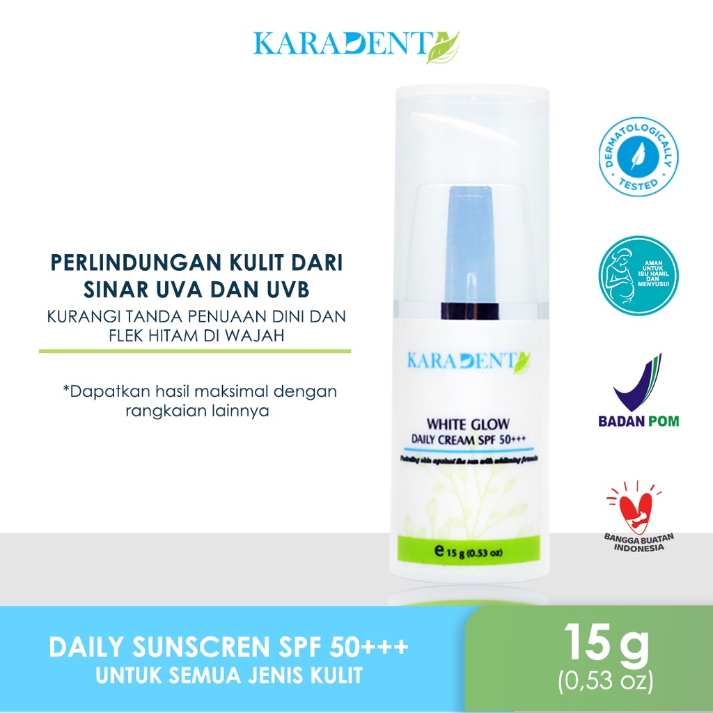 KARADENTA WHITE GLOW DAILY SPF 50+ / SUNBLOCK GLOWING / TABIR SURYA / CREAM PAGI GLOWING / KARADENTA