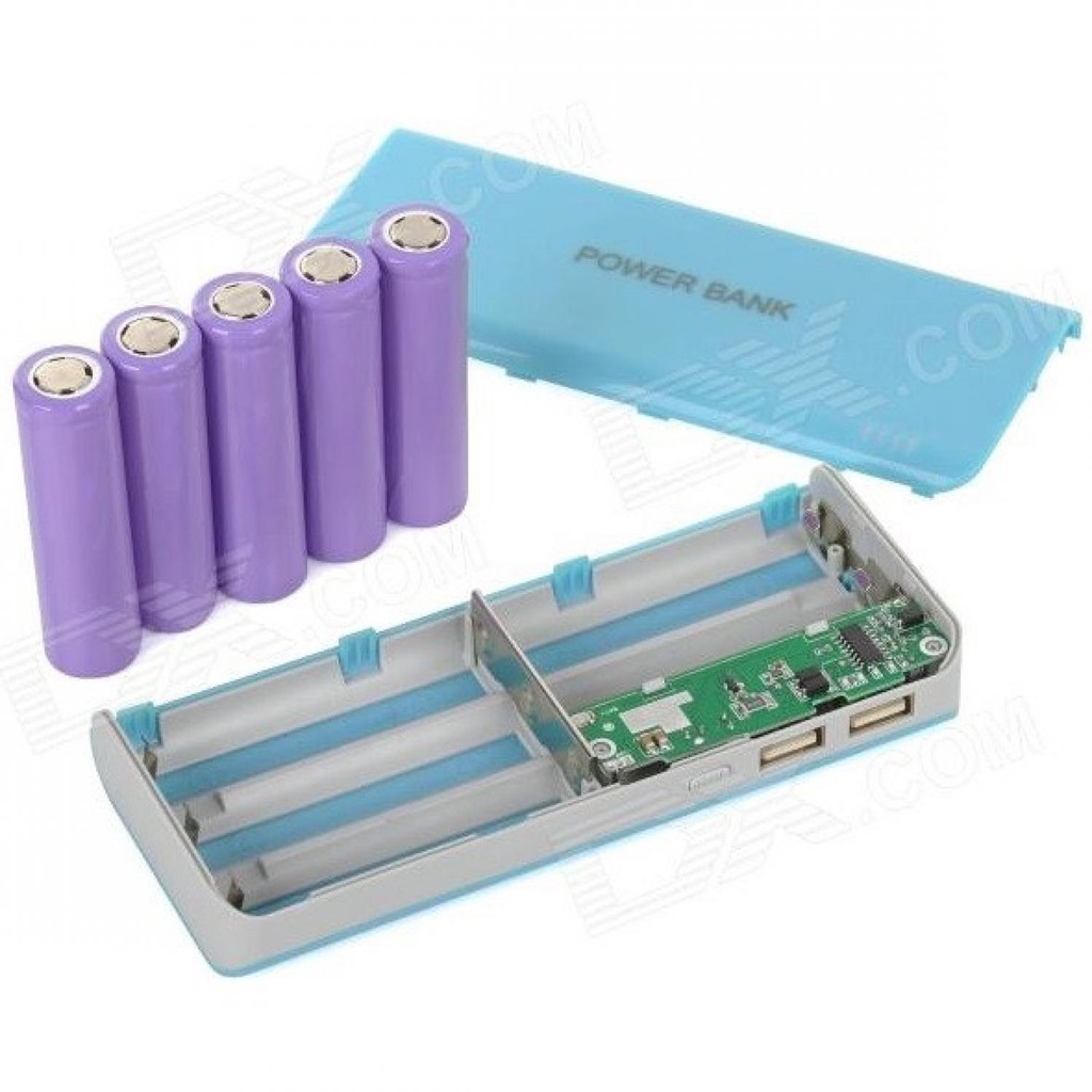 Case Power Bank untuk 5 PCS 18650 - C12-Biru