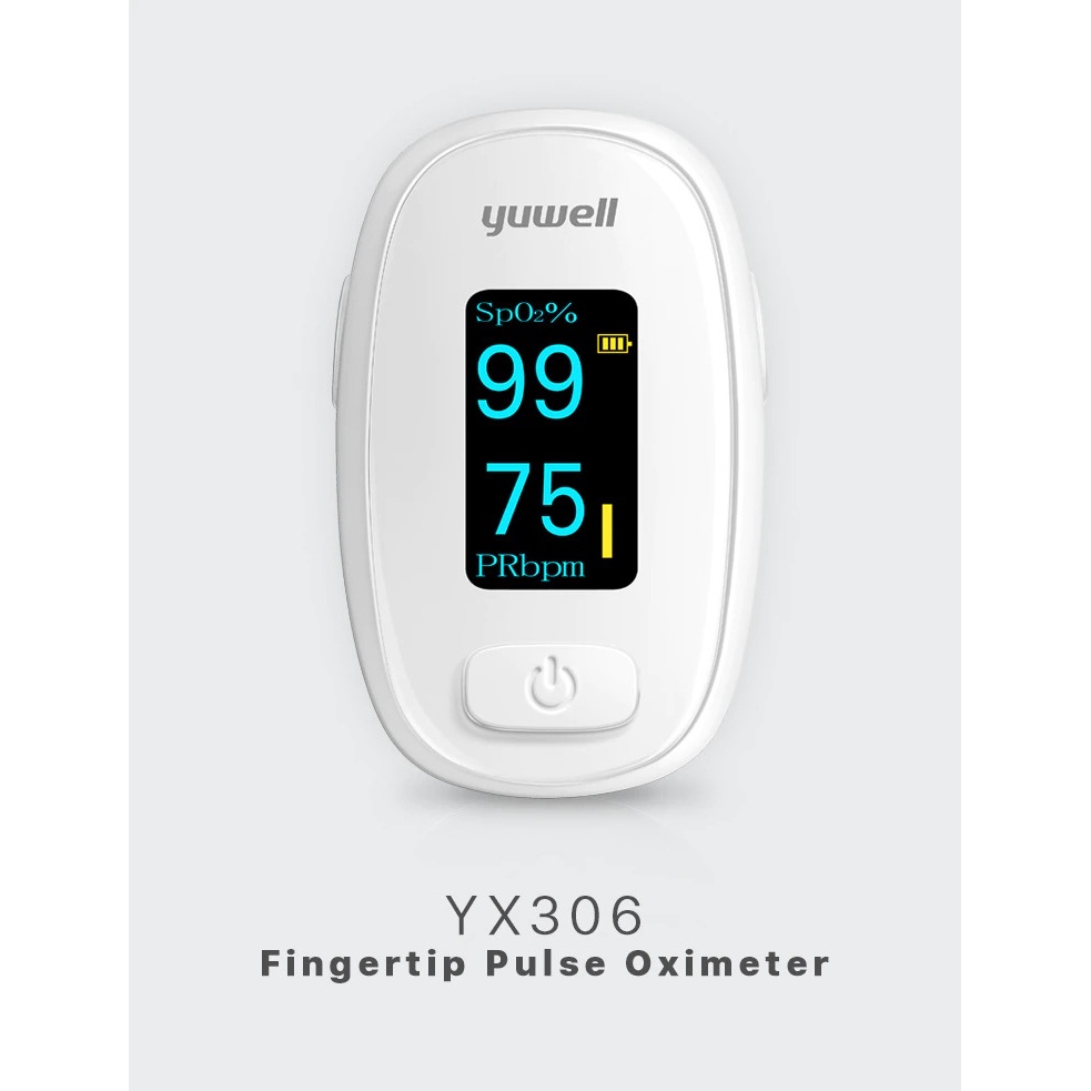 Yuwell Alat Pengukur Detak Jantung Kadar Oksigen Fingertip Pulse Oximeter C385YX306 PUTIH