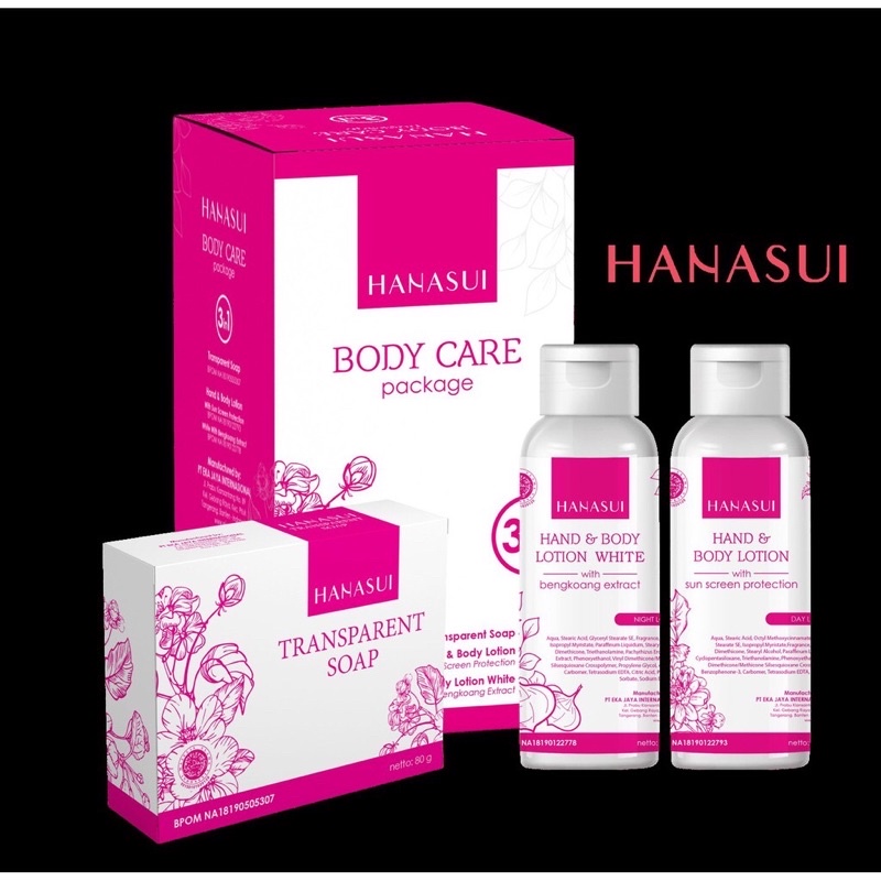 Hanasui Body Care 3in1 / Hanasui transparan soap / Hanasui Body care set