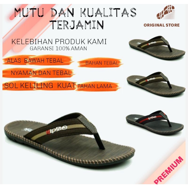 sendal  pria jepit kulit slide casual original Premium grade A terbaru kekinian-2
