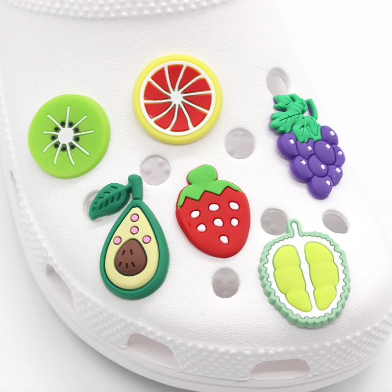 Kartun buah shoe charms 1pcs Jibbitz Crocs Aksesoris sandal DIY pin pvc Bahan Untuk Dekorasi Sepatu Hadiah Anak