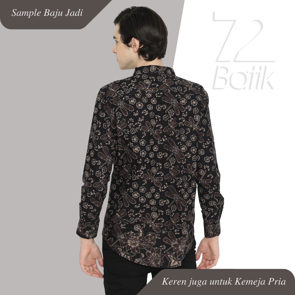 KAIN BATIK KATUN Premium Motif Capung Warna Hitam Black Item 721711 Cap 72 Jarik Jarit Samping Kebat Panjang Batik Katun Modern Premium Bahan Seragam Batik Pernikahan Kantor Keluarga Murah Kamen Jadi Batik Bali Lembaran