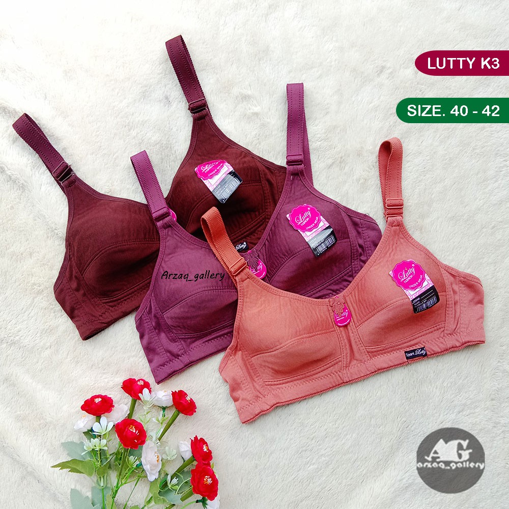 BH Sport Lutty KANCING 3 | Bra Tanpa Busa Tanpa Kawat Kait 3 | Bh Wanitaa | Bra |  Pakaian Dalam Wanita