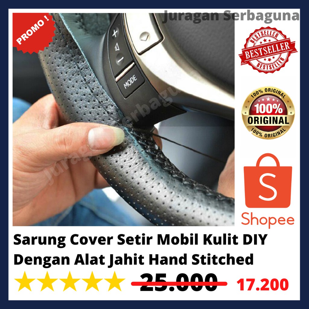 Sarung Cover Setir Mobil Kulit DIY Dengan Alat Jahit Hand Stitched