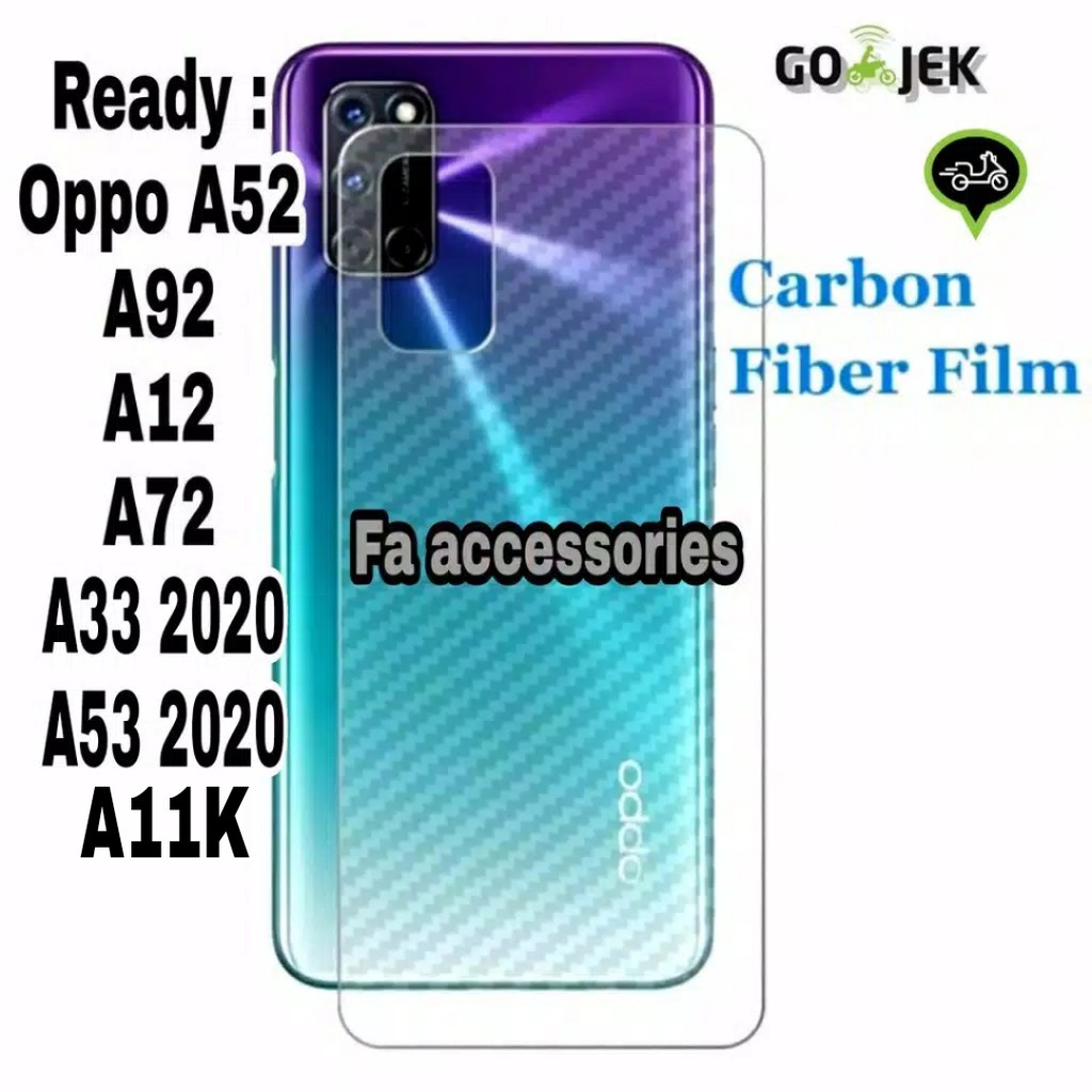 FA Skin Carbon OPPO A11K A33 2020 A52 A53 A54 A92 a12 A72 A74 5G k Skin Carbon antigores belakang