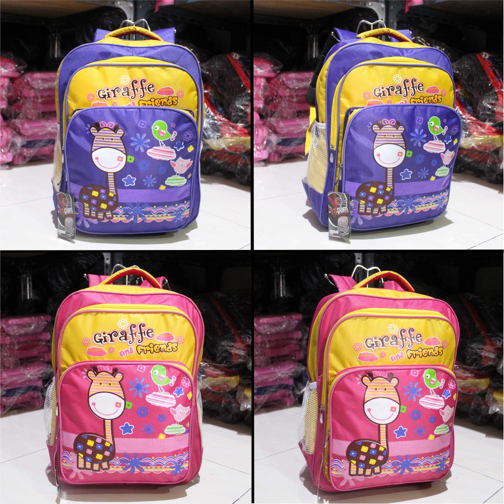 Obral Diskon Tas Gendong Cewe TK SD Ransel Anak Perempuan Motif Kartun Giraffe Lucu Bagus Murah Awet