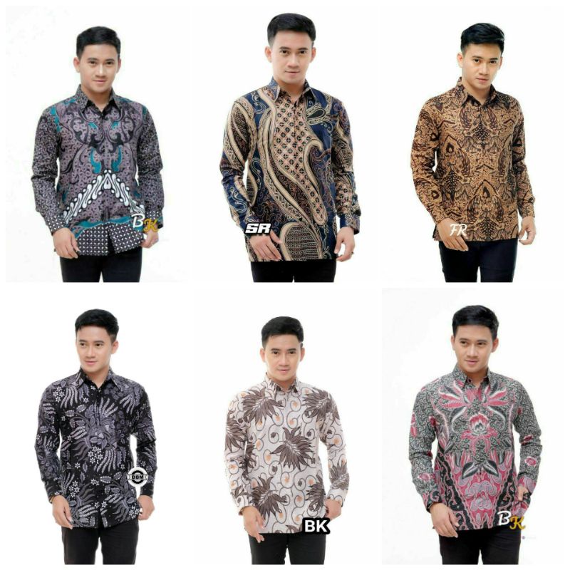 Kemeja Batik Atasan Pria Lengan Panjang M L XL XXL