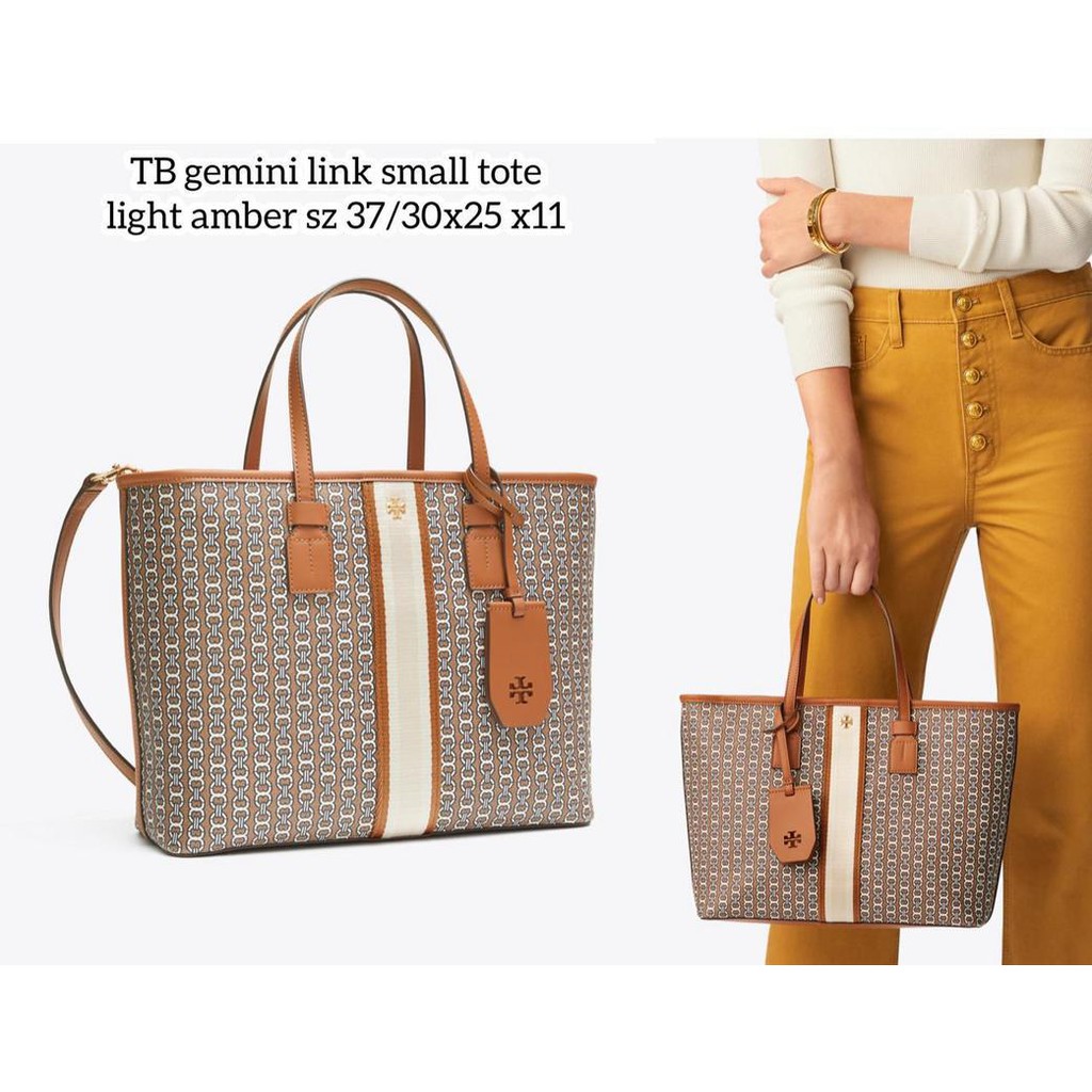 9798 TORY BURCH Gemini Link Canvas Tote LIGHT UMBER