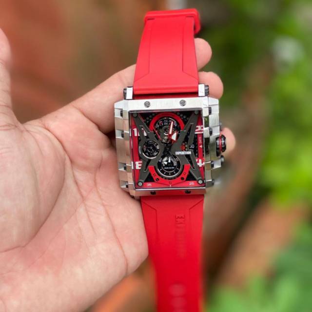 JAM EXPEDITION ORIGINAL E6757 RUBBER MERAH READY TERMURAH JAM TANGAN PRIA