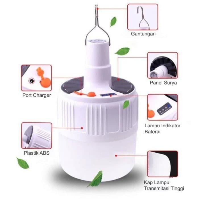 Lampu Solar Emergency Charging Lamp SL-42 45W Lampu Tenda Camping Bahan ABS / Lampu Emergency Solar 45 watt Panel Surya 3D LED Hemat Energi Rechargeable High Quality / Lampu Darurat Super Terang Hemat Energi Tahan Lama 220V