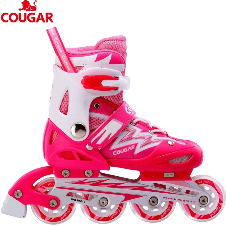 Sepatu Roda Anak Inlineskate Anak Pemula Cougar MZS835L Pink White