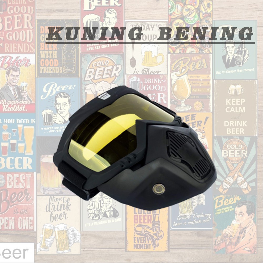 Goggles Kacamata + Masker Full Face Helem Google Mask Helm Gun Ski Motor Cross Topeng Kaca Mata Trail Air soft Motocross Pet Bogo