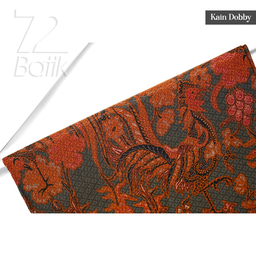 KAIN BATIK PREMIUM Bahan Dobby Motif Jago Alas Warna Hijau Ijo Orange 726332 Cap 72 Jarik Jarit Samping Kebat Panjang Batik Dobby Modern Premium Bahan Seragam Batik Pernikahan Kantor Keluarga Murah Kamen Jadi Batik Bali Lembaran