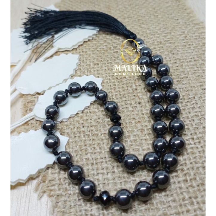 TASBIH KESEHATAN HEMATITE / BLUSTIN 33 BUTIR ASLI NATURAL