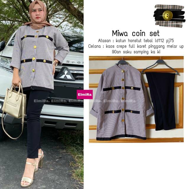 MIWA COIN SET BAHAN ATASAN KATUN, CELANA KAOS CREPE