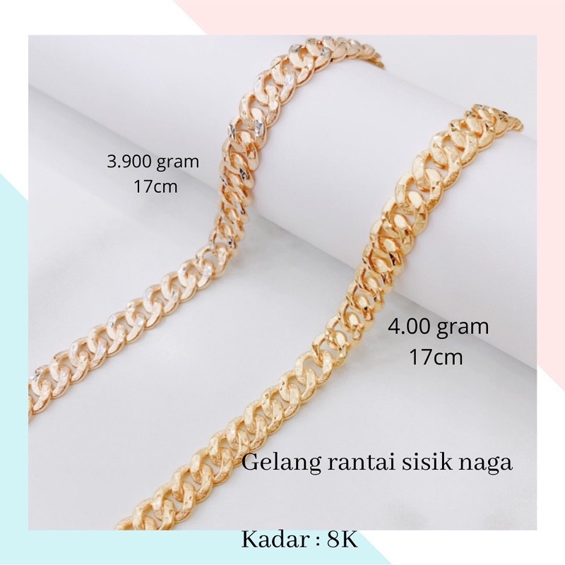 Gelang Emas Rantai Sisik Naga 8K