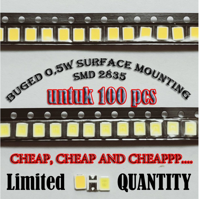 100 PCS HPL 0,5W 3V SMD 2835 SUPER TERANG LED STRIP PART