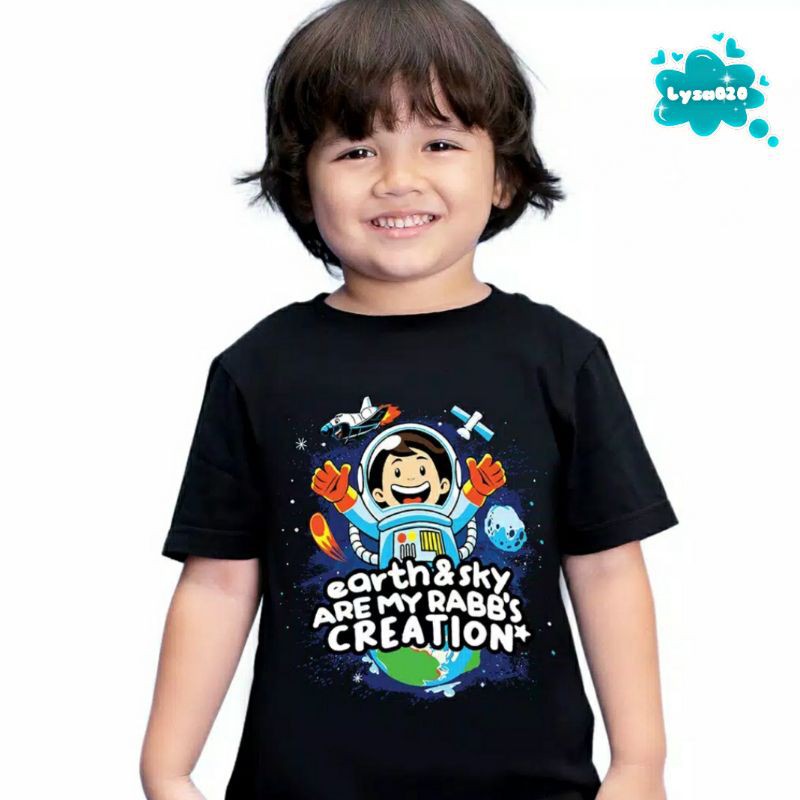 Kaos Afrakids lengan pendek anak laki-laki AF237 Earth &amp; Sky are My Rabb's Creation