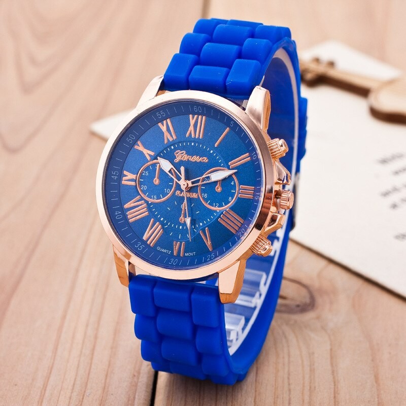 ✅COD (Bisa cod)Dikirim dari Jakarta - BAYAR DITEMPAT Jam Tangan Geneva Unisex Rubber Jam Fashion-Var 2 Biru Tua