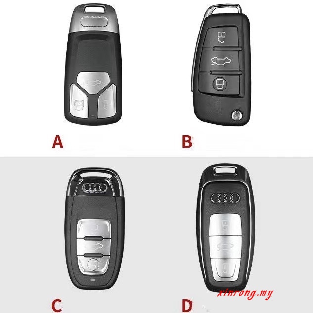 Chrome-plated Audi A1 A3 A4 A5 Q7 A6 C5 C6 folding keychain car styling accessories TPU car key bag set