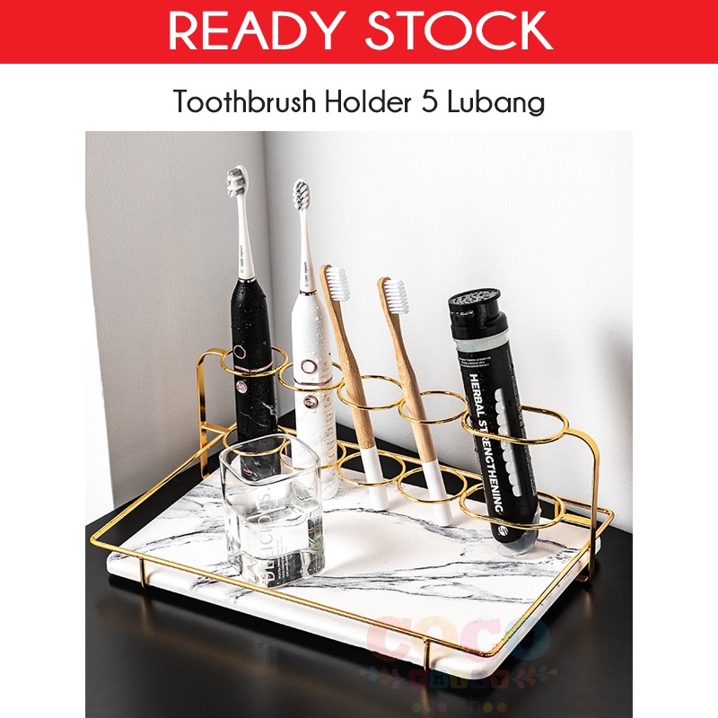 Tempat Sikat Gigi Diatomite Marble Toothbrush Standing Holder Vanity Tier Rack 20,5*32cm Ready Stock