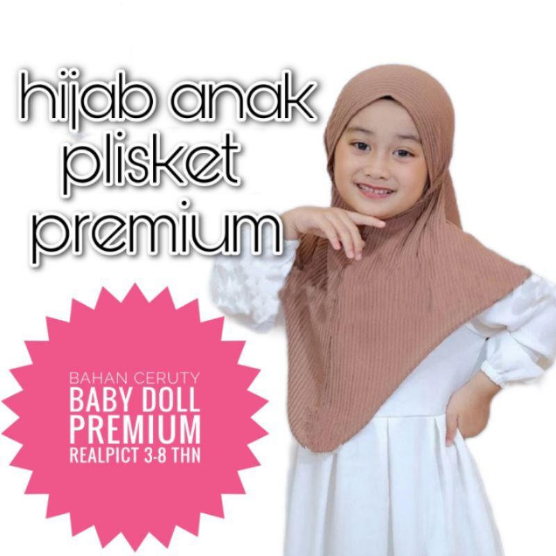Bergo Plisket Anak 3-10th Bergo Maryam Plisket Anak Kerudung Instan Anak Plisket