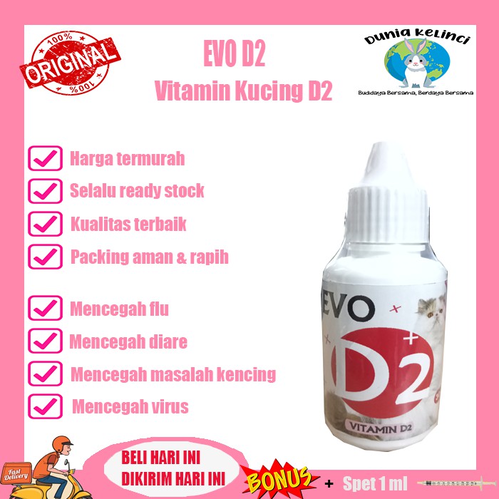 VITAMIN OBAT KUCING D2 EVO MENCEGAH FLU DIARE VIRUS CALICI HERPES