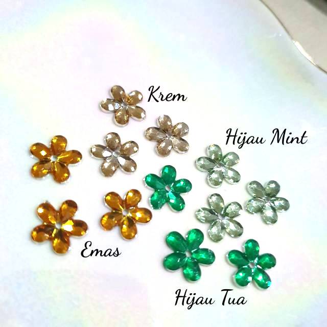 Mote Tempel / Mote Jahit Bunga Melati 12 mm Warna - isi 20 pcs