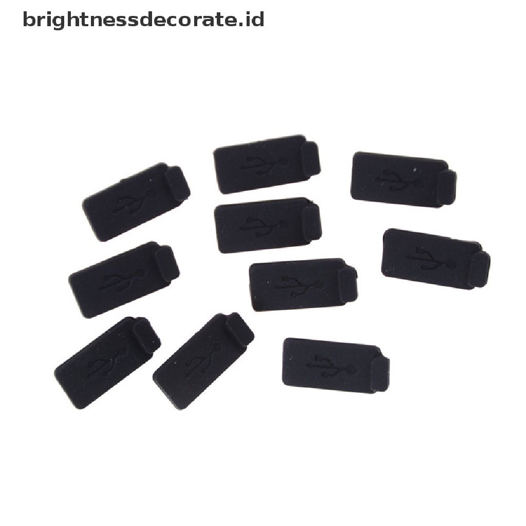 10pcs / Set Plug Usb Bahan Karet Silikon Warna Hitam Untuk Pc