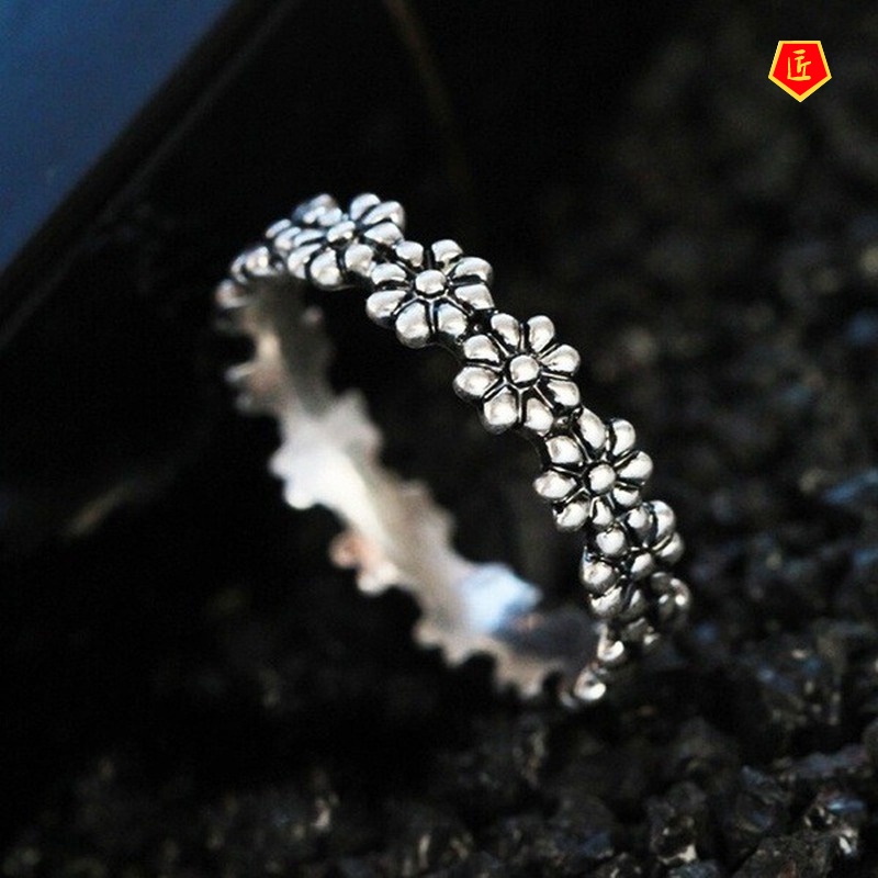 [Ready Stock]Retro Little Daisy Ring S925 Silver Simple Sweet