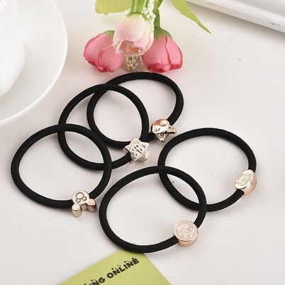 Ikat Rambut Korea Polos Hitam / Gelang Karet Elastis / Kunciran Rambut / Tali Rambut