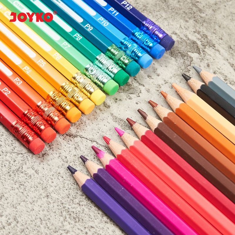 Pensil Warna joyko ada penghapus pensil warna Erasable joyko Color Pencils Hexagonal Grip