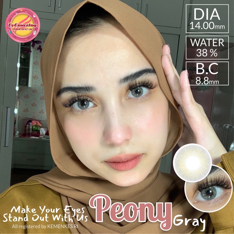 EYEMAZING Softlens - PEONY  Brown / Gray / Blue / Coklat / Abu / Biru / Grey Normal Minus Beda Minus