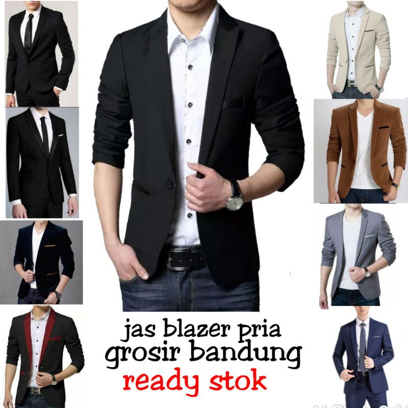 Blazer pria-jas-jas blazer pria hitam list putih