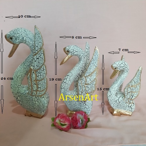 Pajangan Angsa Kayu Cantik dan Unik Hiasan Kamar 1 Set ( 3 Pcs)